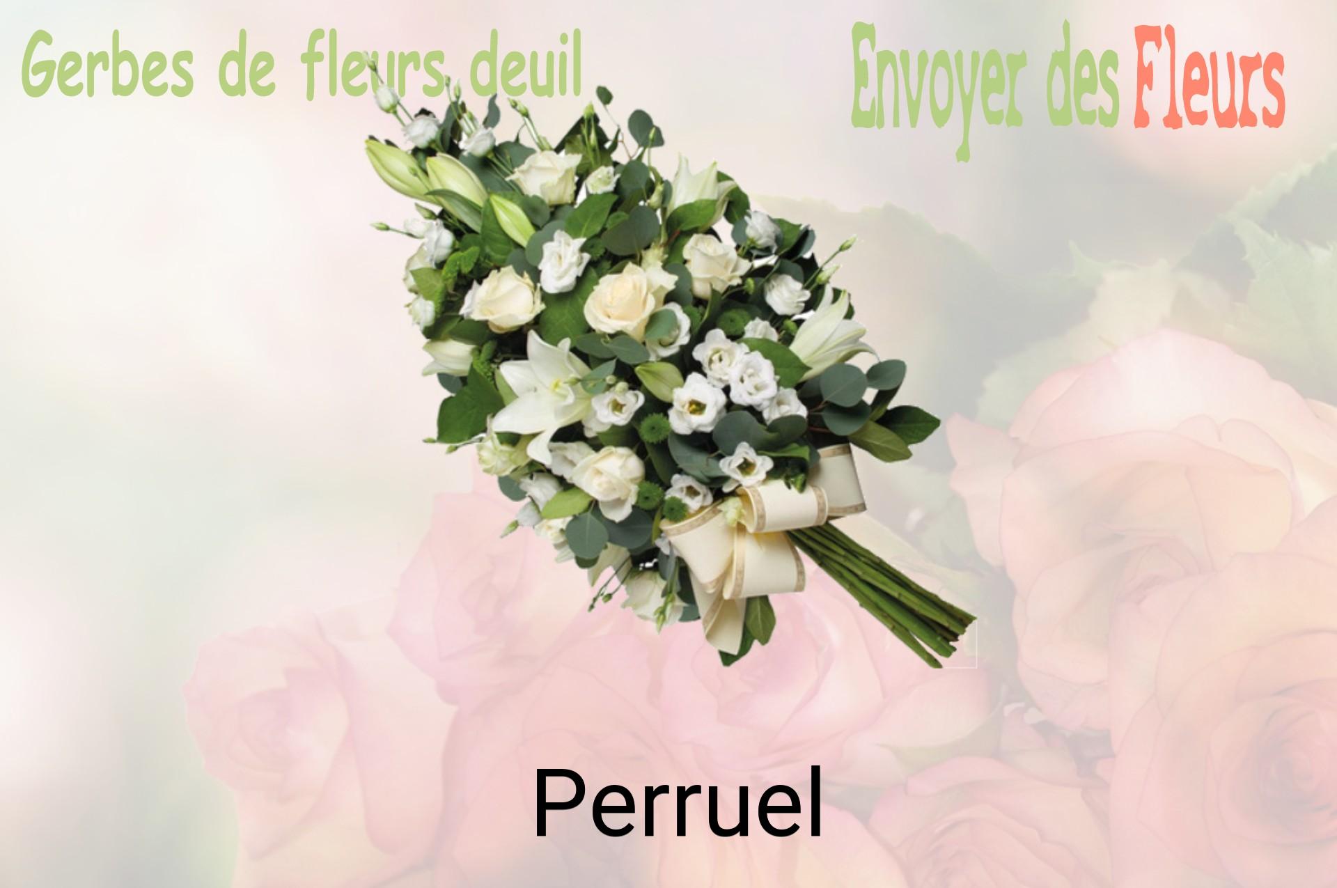 Gerbe de fleurs de deuil livrée à Perruel